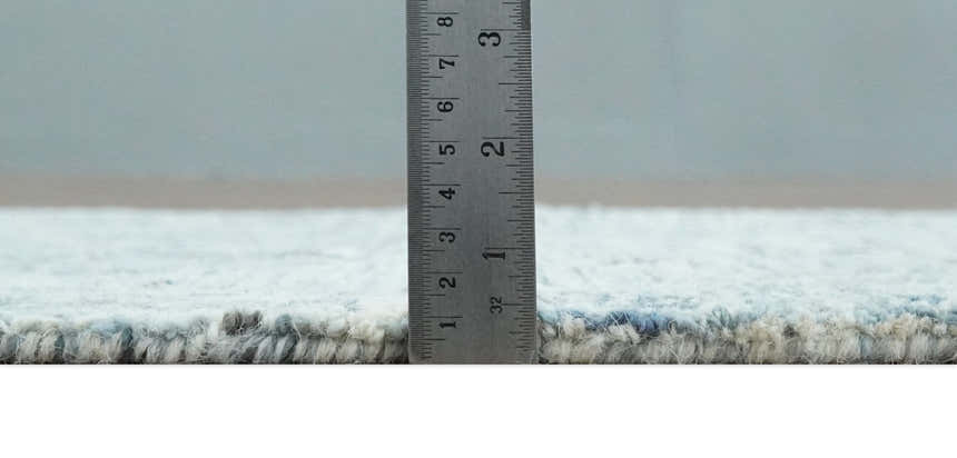 Ivory and Blue Modern Geometric Hand Tufted Multi Size Natural Wool Area Rug