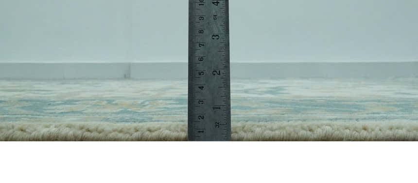 Ivory and Teal Hand Knotted Traditional Oriental Oushak Multi size wool area rug