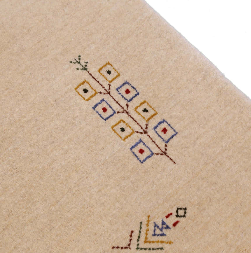 Ivory Border Patterns Hand Loomed Wool Area Rug