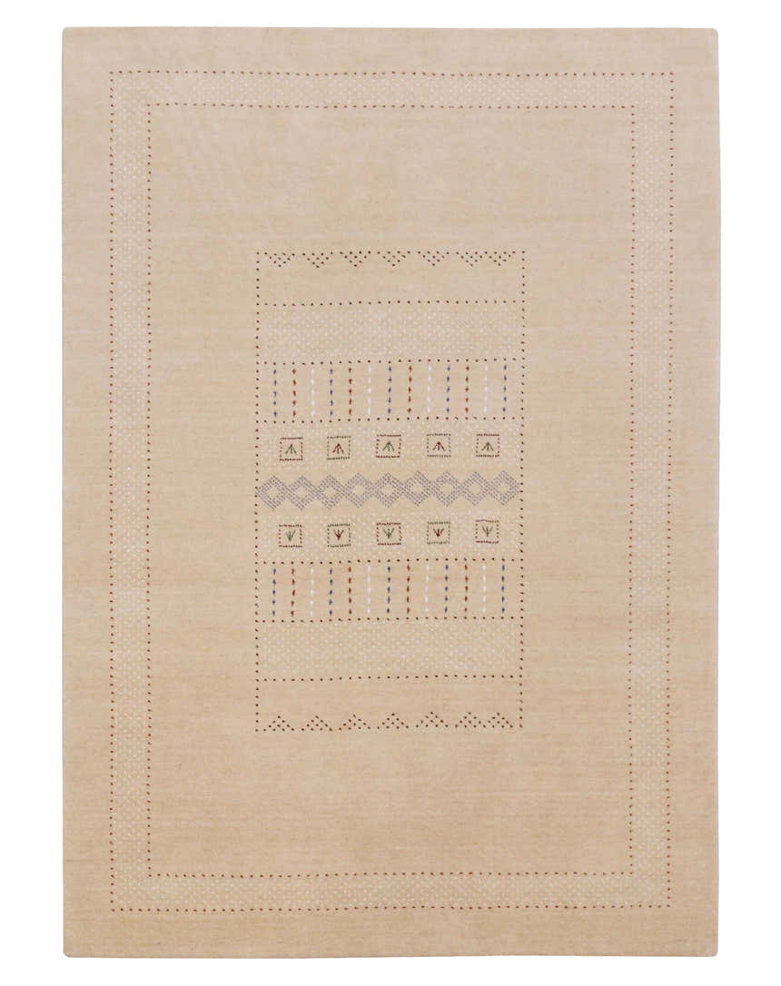 Ivory Contemporary Design Hand Loomed Wool Area Rug