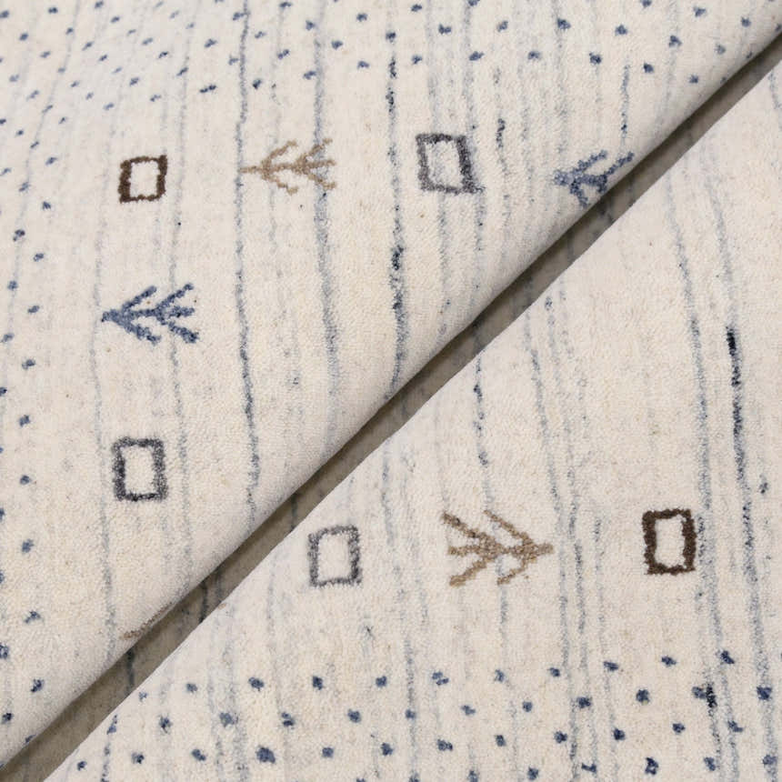 Ivory Contemporary Gabbeh Border Design Hand Loomed Wool Rug