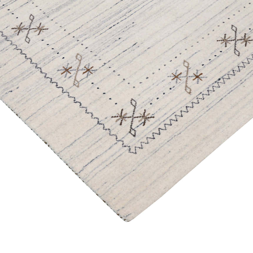 Ivory Gabbeh Border Design Hand Loomed Wool Rug