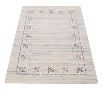 Ivory Gabbeh Border Design Hand Loomed Wool Rug