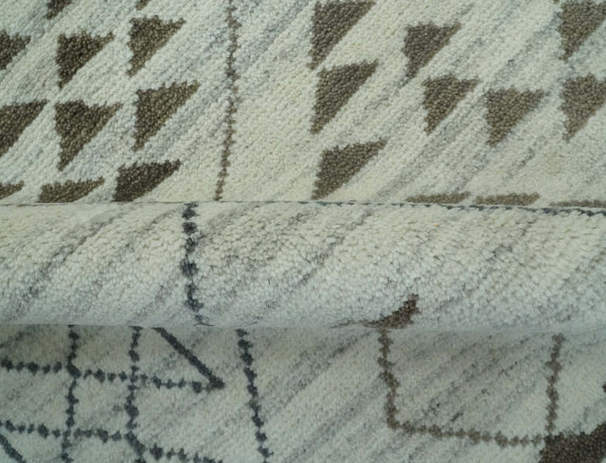 Ivory, Gray and Charcoal Hand Knotted Multi size Southwestern wool area Rug