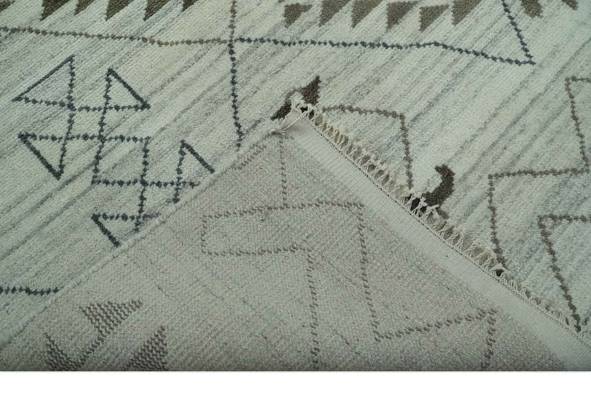 Ivory, Gray and Charcoal Hand Knotted Multi size Southwestern wool area Rug