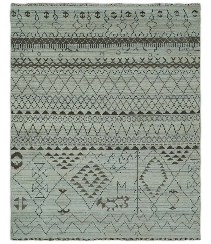 Ivory, Gray and Charcoal Hand Knotted Multi size Southwestern wool area Rug