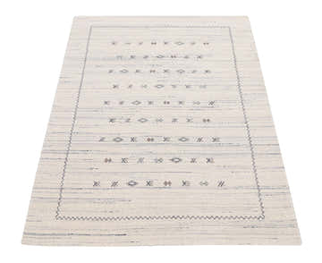 Ivory Modern Tribals Design Hand Loomed Wool Area Rug