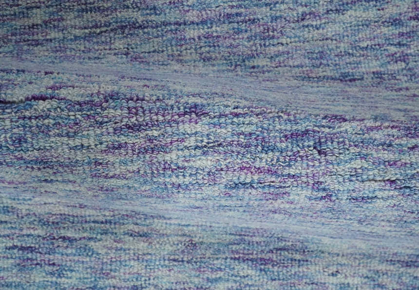 Ivory, Purple and Blue Abstract Solid Hand Tufted Natural Wool Rug