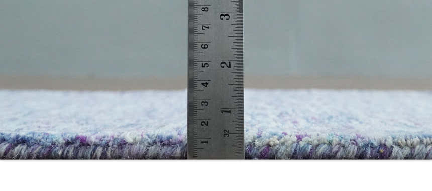 Ivory, Purple and Blue Abstract Solid Hand Tufted Natural Wool Rug