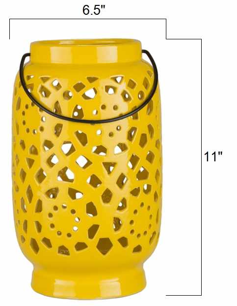 Jeiseyville Yellow Geometric Ceramic Lantern
