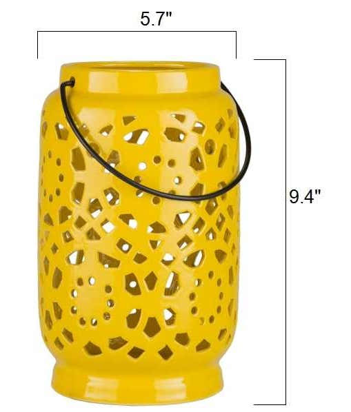 Jeiseyville Yellow Geometric Outdoor Ceramic Lantern