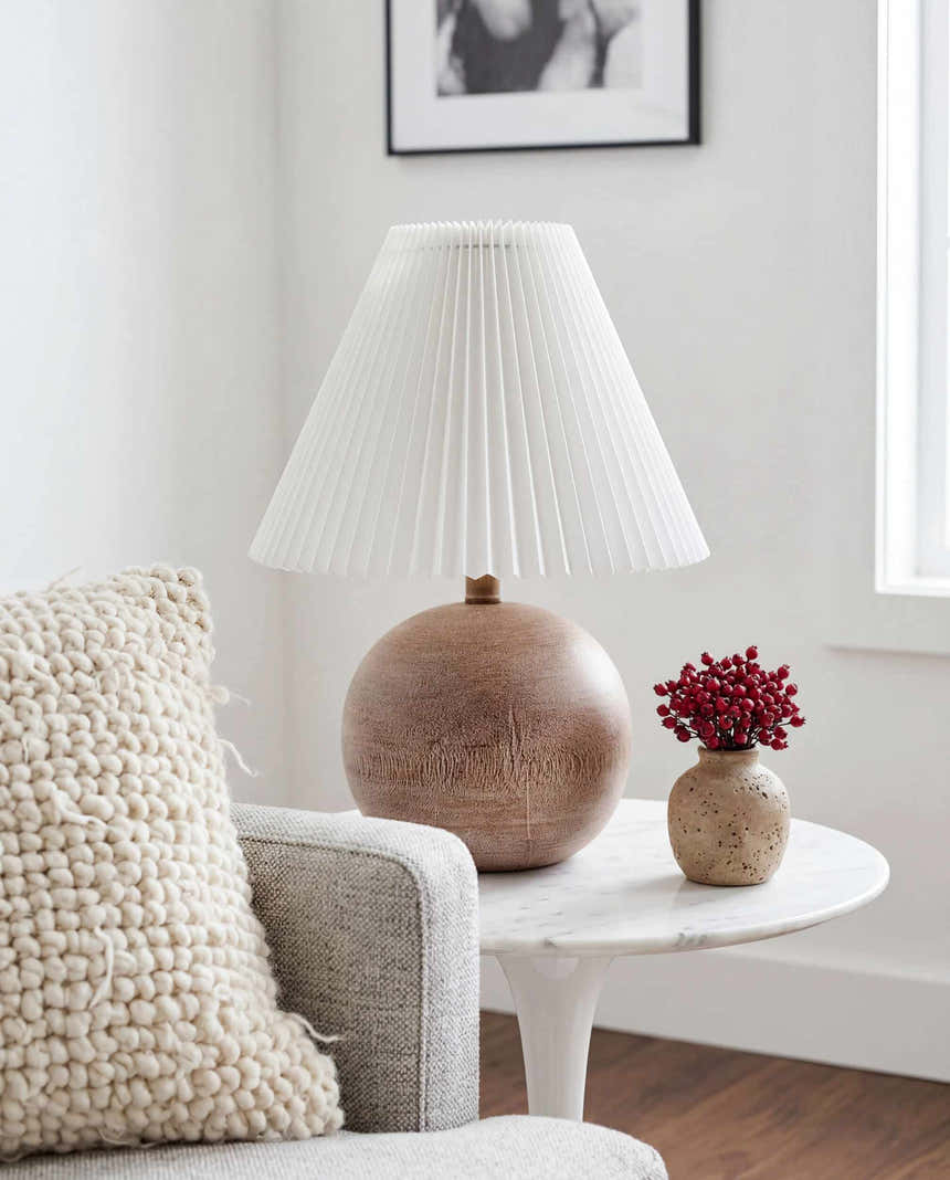 Cool Orange Traditional Table Lamp with linen details for bedside or console tables