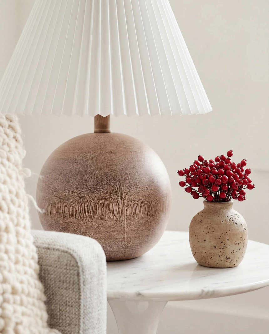 Cool Orange Traditional Table Lamp with linen details for bedside or console tables