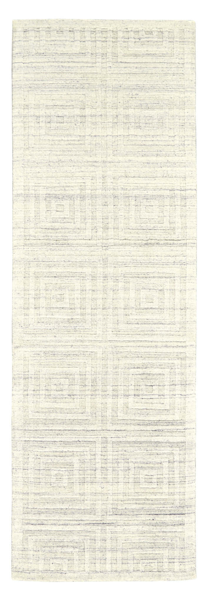 Close-up of the ivory Feizy Gramercy rug. Modern geometric design with a subtle, textured pattern. Hand-woven viscose rug. Design-Runner