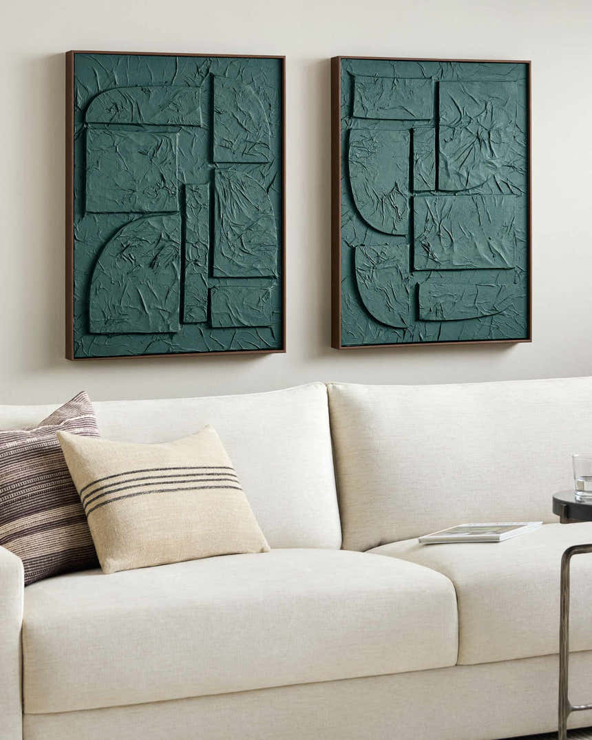 Soft Deep Teal Modern Framed Wall Art for modern gallery walls