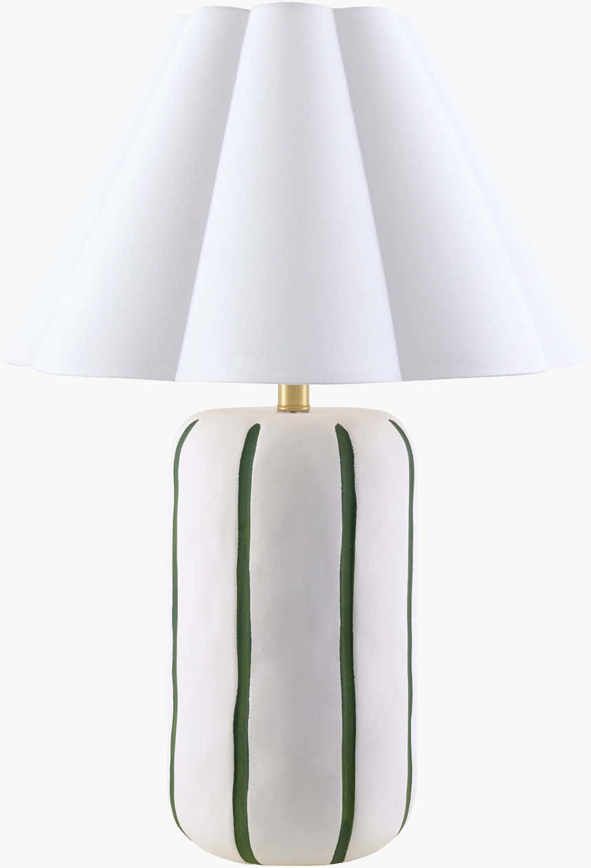 Striped Ceramic Table Lamp with Pleated Shade