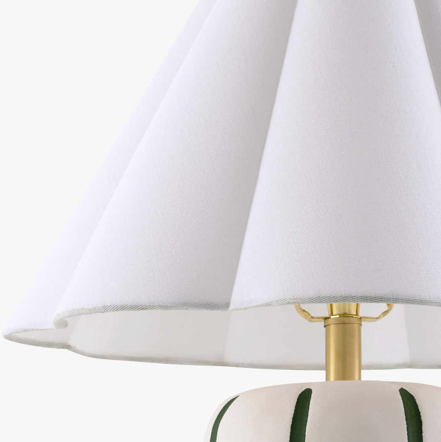 Striped Ceramic Table Lamp with Pleated Shade