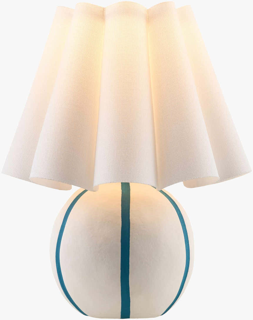 Rich White Traditional Table Lamp with linen details for bedside or console tables