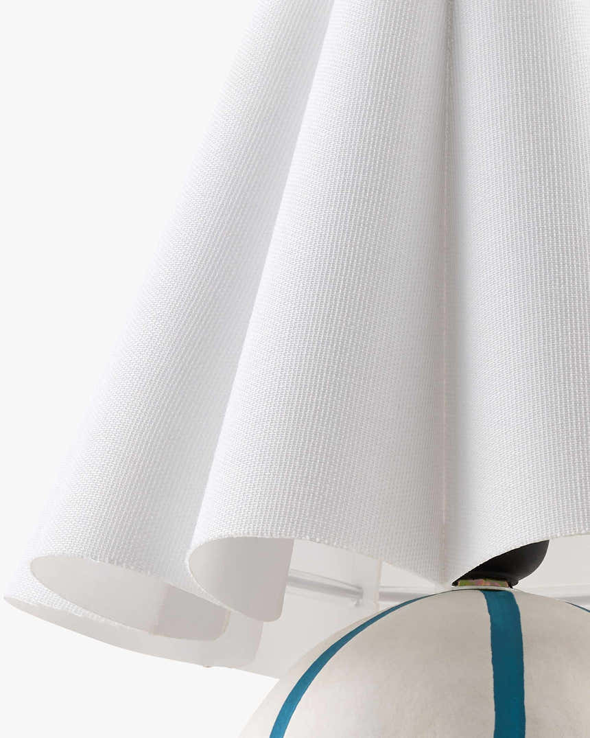 Rich White Traditional Table Lamp with linen details for bedside or console tables