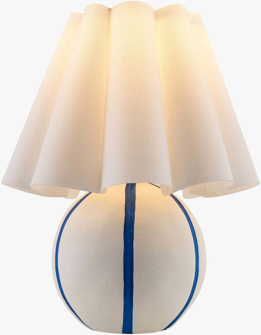 Aqua Blue Traditional Table Lamp with linen details for bedside or console tables