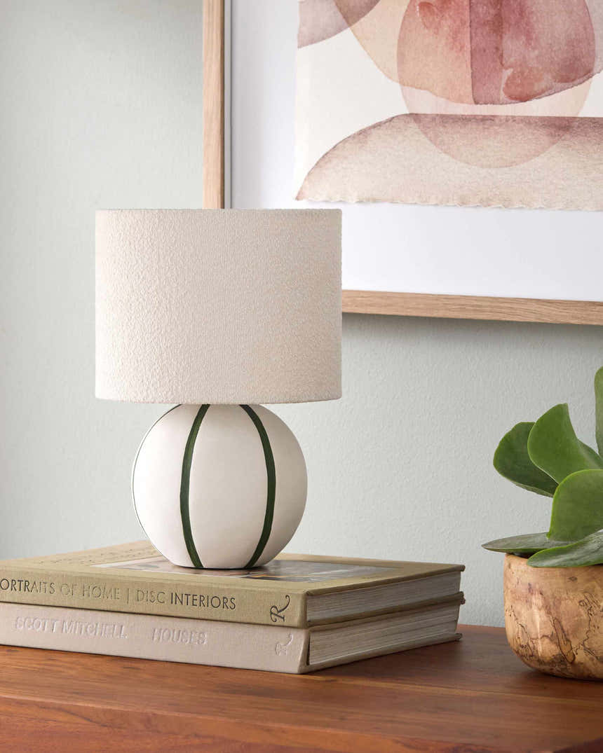 Rich Beige Traditional Table Lamp with linen details for bedside or console tables