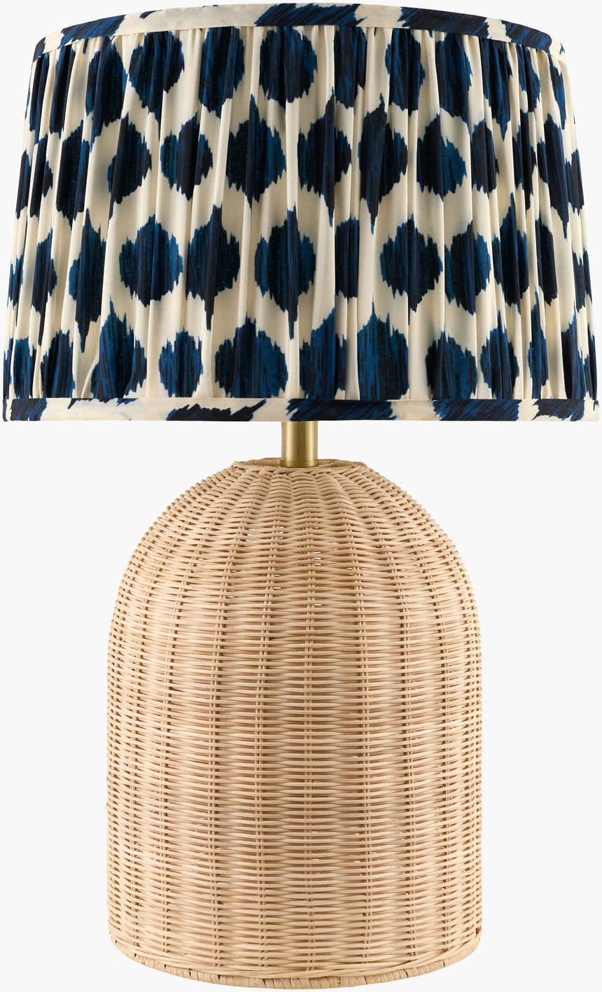 Soft Aqua Blue Bohemian Table Lamp with global details for bedside or console tables
