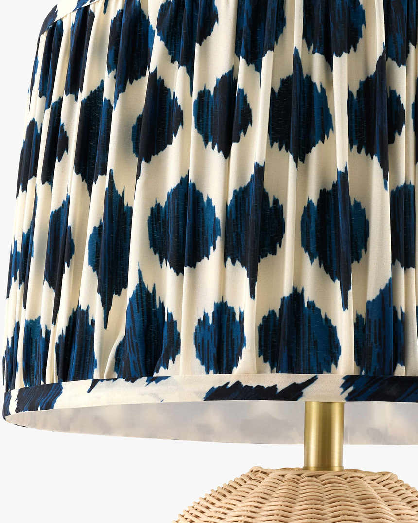 Soft Aqua Blue Bohemian Table Lamp with global details for bedside or console tables