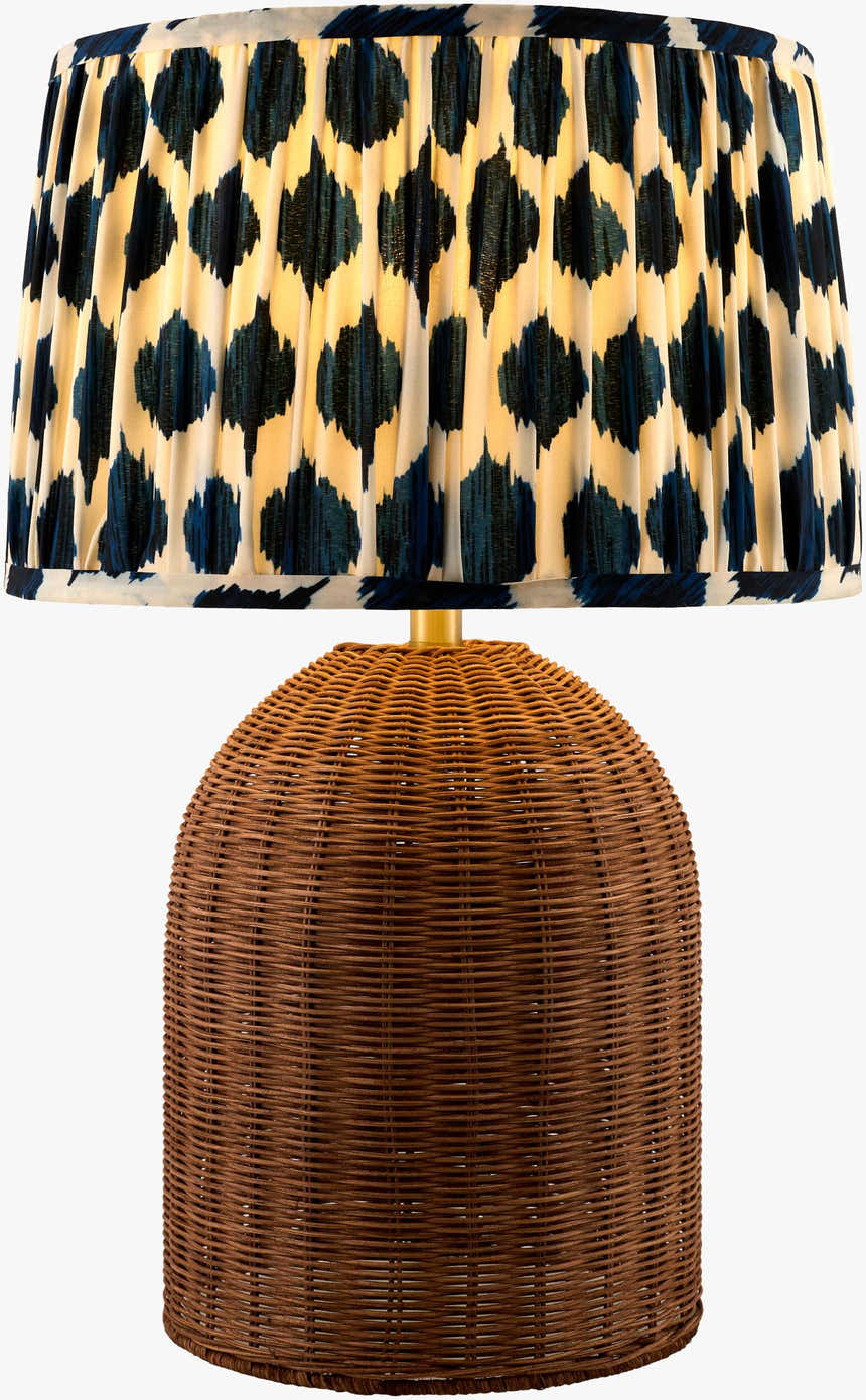 Rich Aqua Blue Bohemian Table Lamp with global details for bedside or console tables