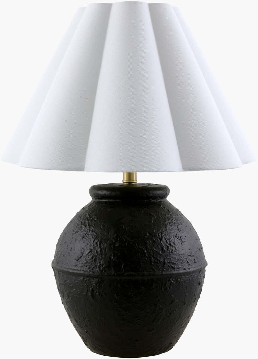 Dark Gray Rustic Table Lamp with linen details for bedside or console tables