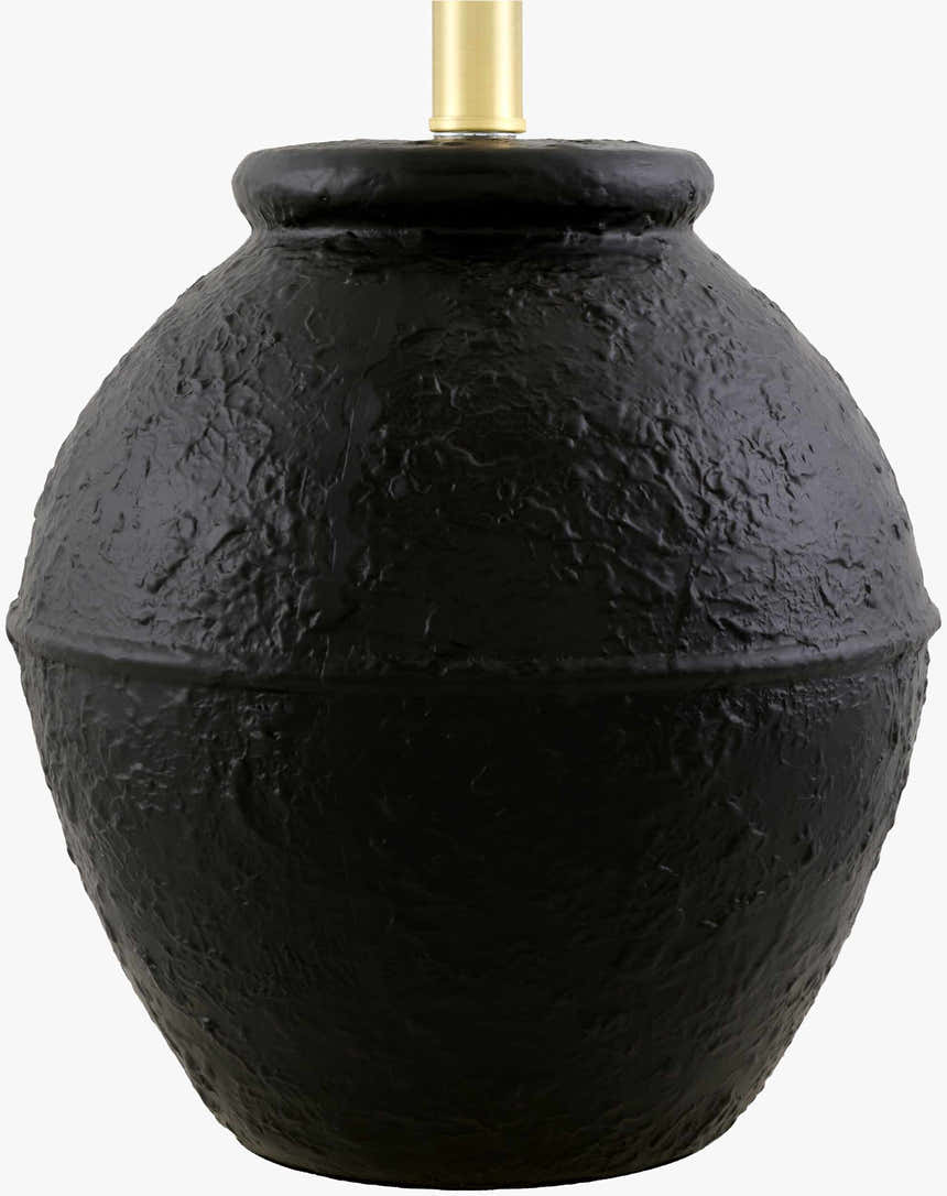 Dark Gray Rustic Table Lamp with linen details for bedside or console tables
