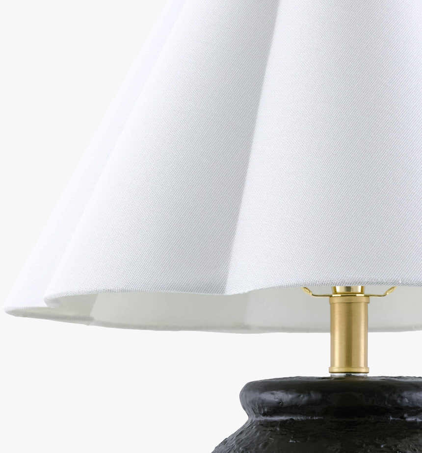 Dark Gray Rustic Table Lamp with linen details for bedside or console tables