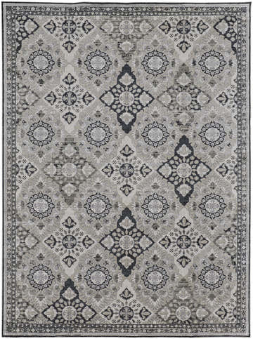 Detailed geometric pattern in gray and black on the Feizy Macklaine area rug. Transitional style. Design-Rectangle