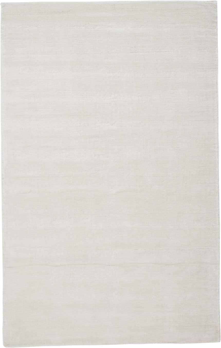 Close-up of a Feizy Batisse White Area Rug. The rug is hand woven with a subtle horizontal texture. Design-Rectangle