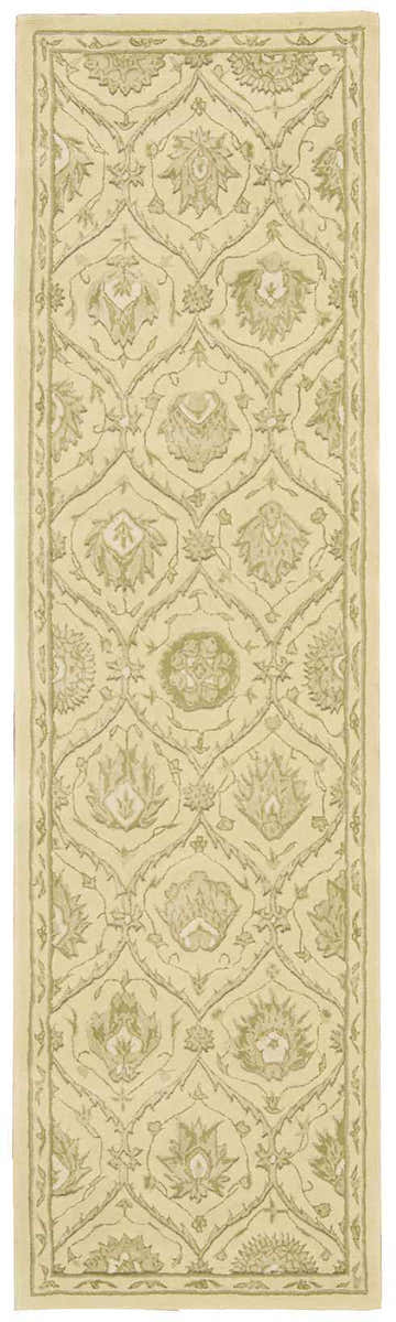 Close-up of the Gravel Nourison Regal Persian rug, handmade with wool and silk, featuring a detailed floral pattern.