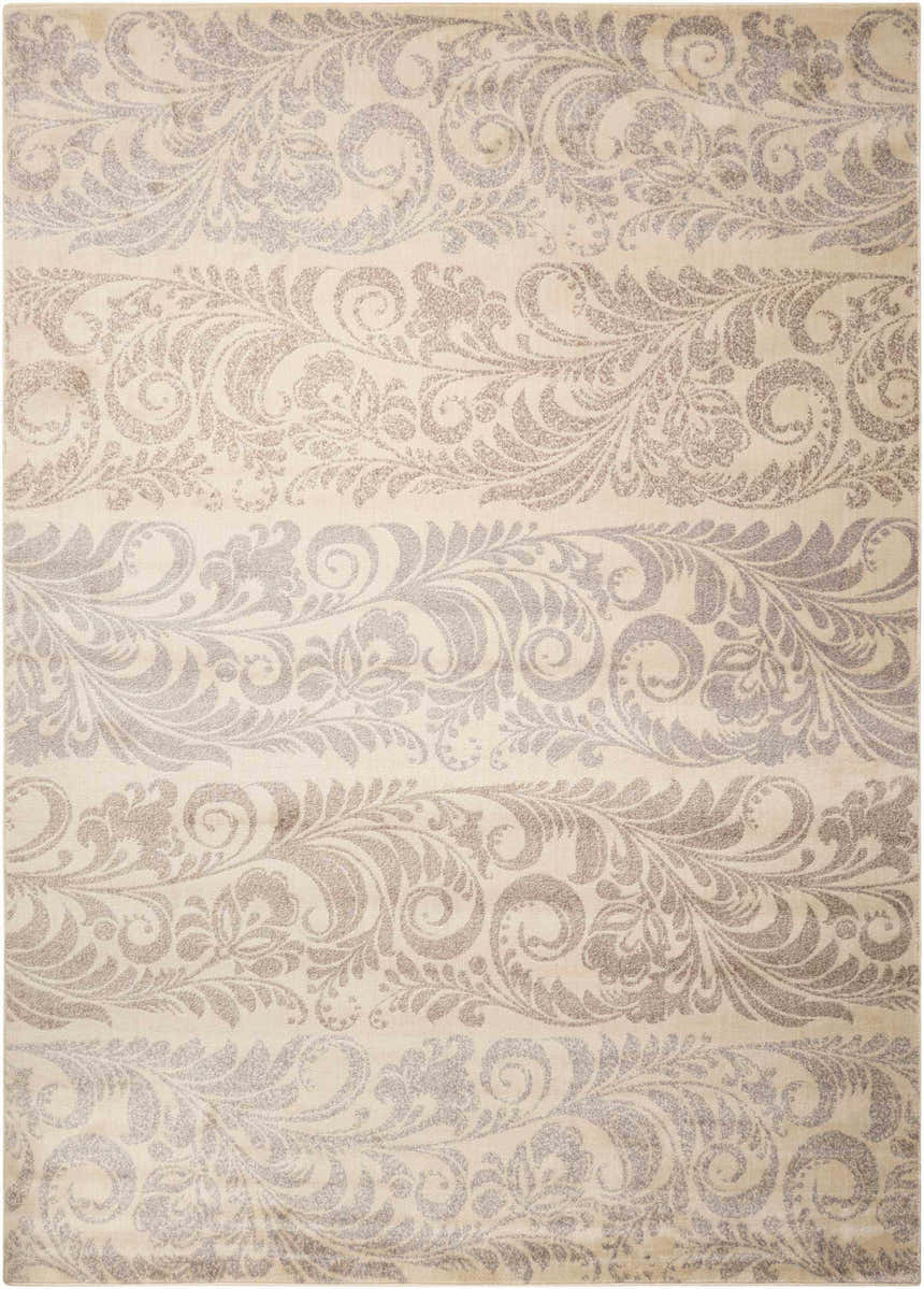 Close-up of the Nourison Utopia Ivory Floral Area Rug, showcasing its chestnut floral pattern and soft texture.