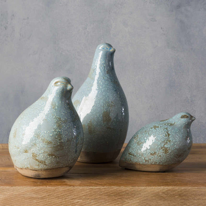 Sage Green Ceramic Bird Sculpture