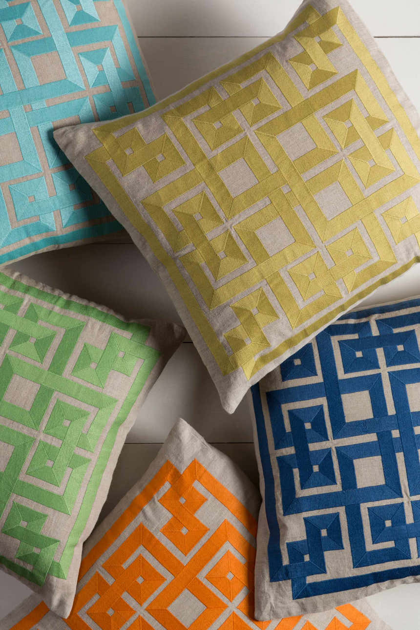 Plenty Aqua Geometric Pattern Accent Pillow - Clearance