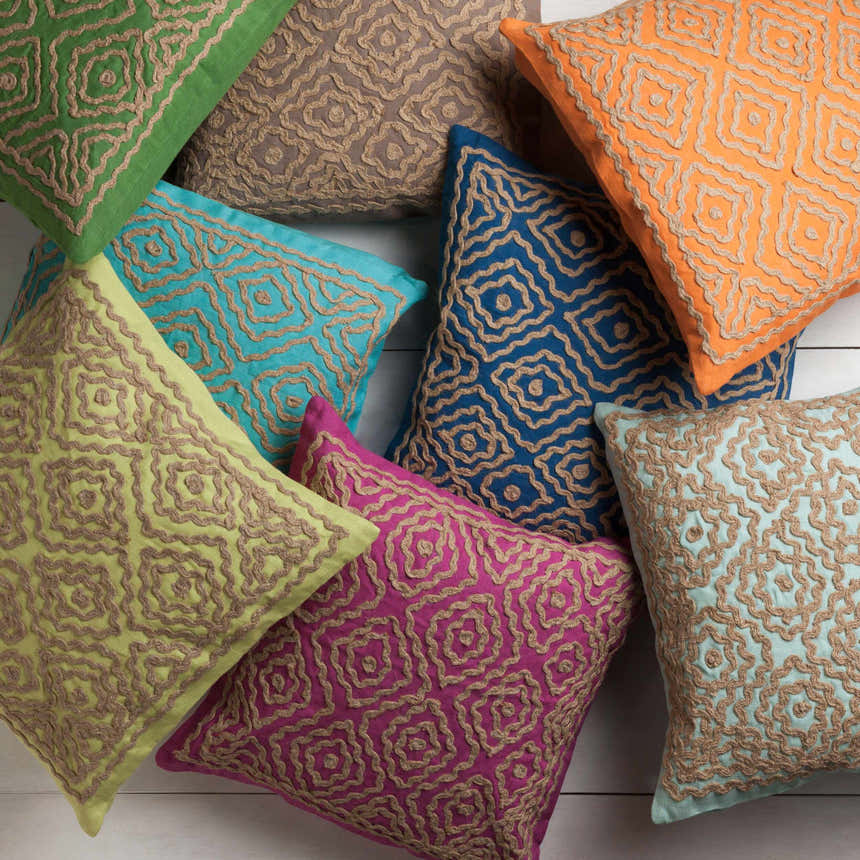 Harrietsham Green Geometric Square Throw Pillow - Clearance