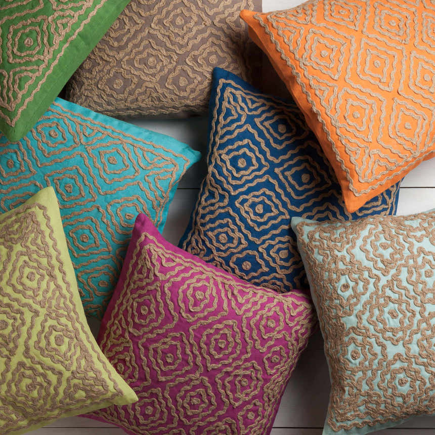 Harrietsham Green Geometric Square Throw Pillow - Clearance