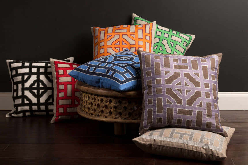 Athelstone Red Geometric Pattern Accent Pillow - Clearance