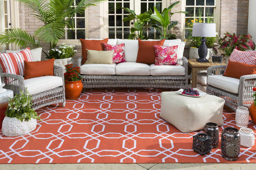 Palomoc Red Wave Pattern Accent Outdoor Pillow