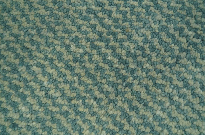 Light Blue and Beige Stripes Design Contemporary Custom Made wool Area Rug