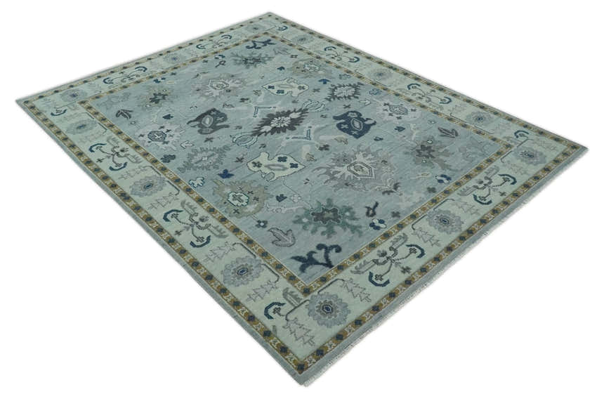 Light Blue Hand knotted Traditional Oushak Multi Size wool Area Rug