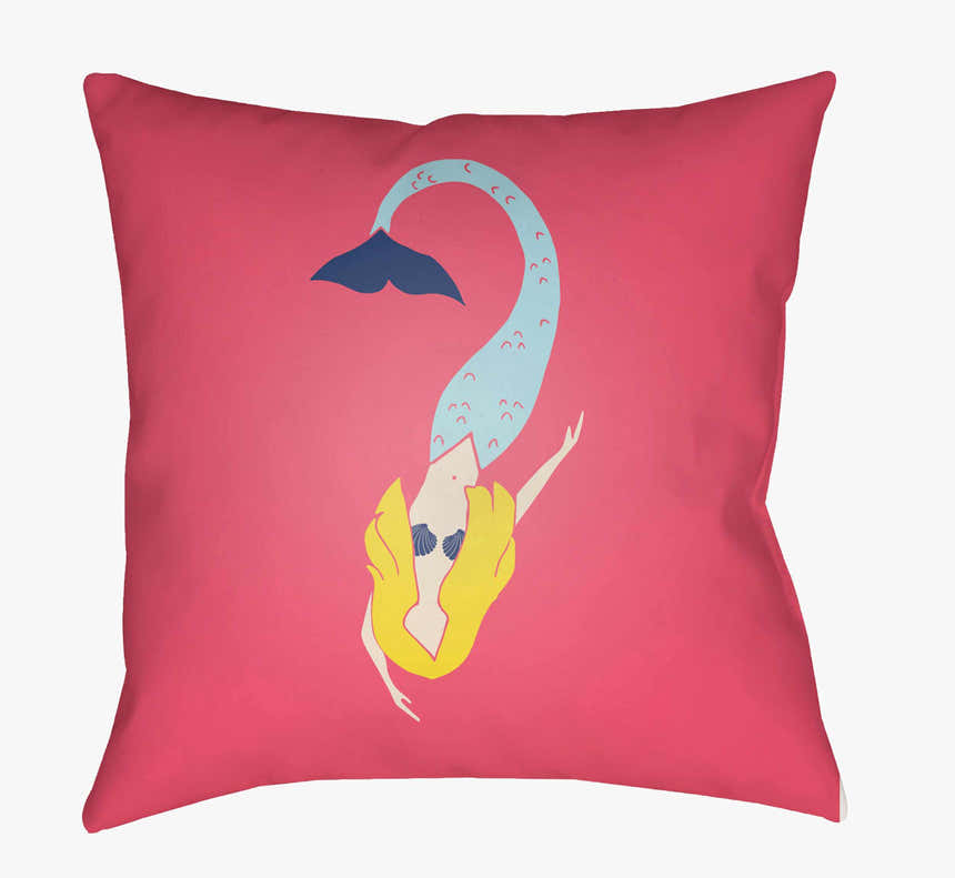 Kids Mermaid Decorative Nursery Dark Pink Outdoor Throw Pillow