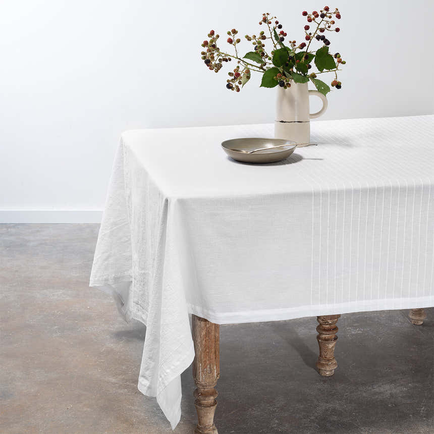 Washed Linen-Cotton Tablecloth- White