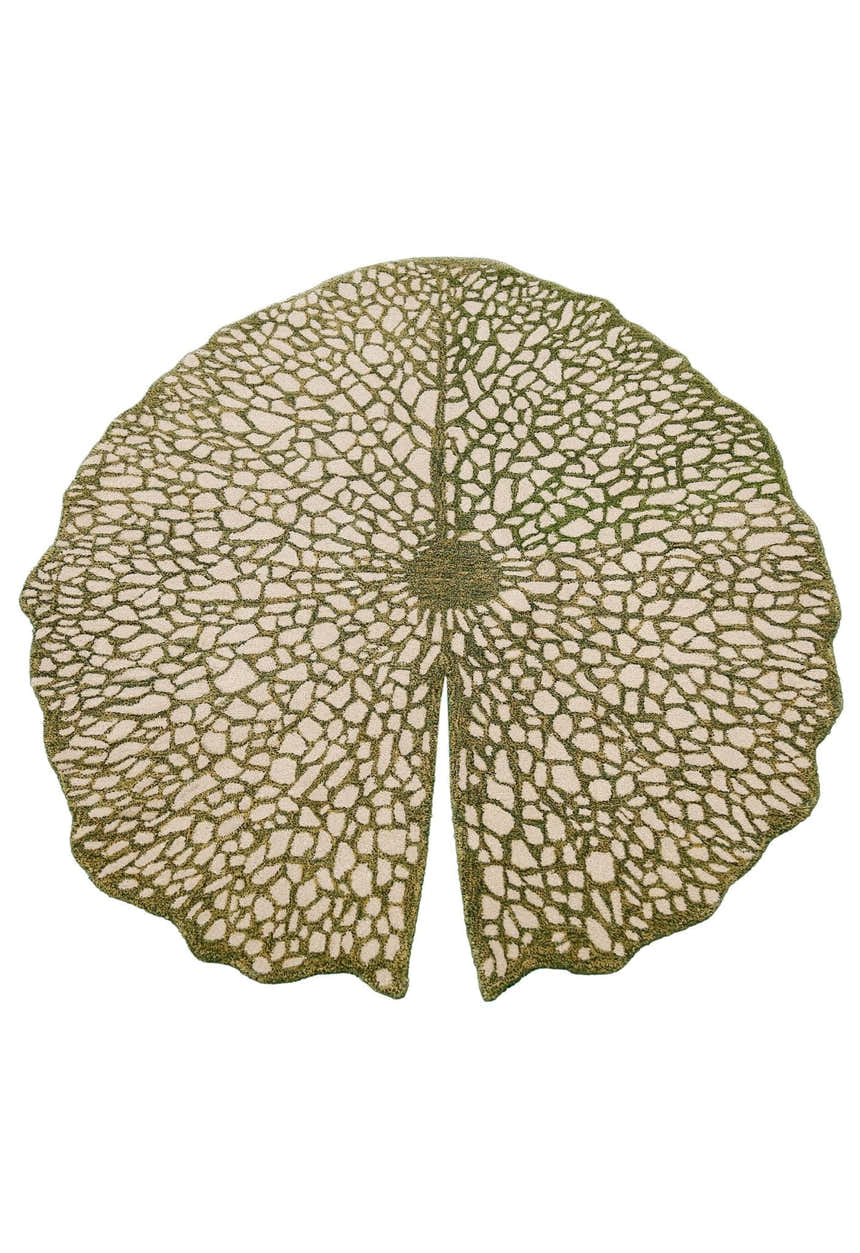 Lotus Lace Green Hand Tufted Wool Area Rug