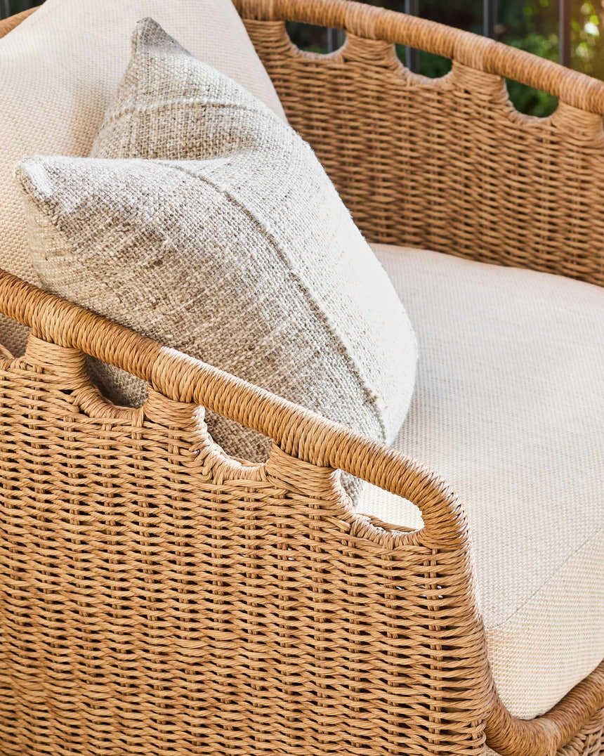 Boreva Beige Diamond Tribal Bohemian Recycled PET Yarn Outdoor Accent Pillow - Clearance