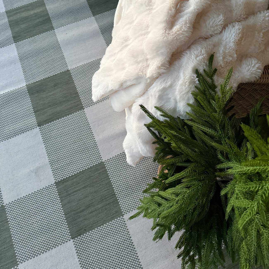 Meris Olive Green Plaid Area Rug