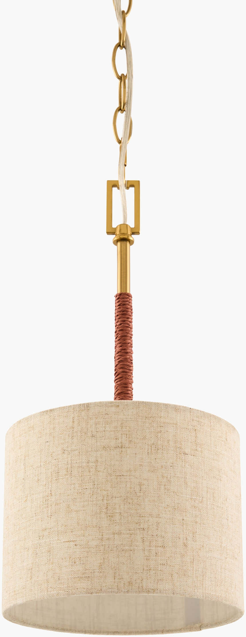 Gold Modern Pendant Light with linen details for kitchen islands or dining areas