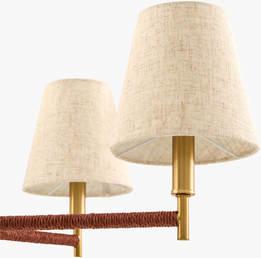 Soft Gold Modern Chandelier with linen details for dining or living rooms